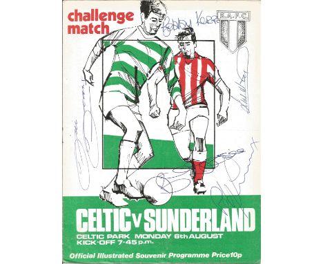 Football Signed Programme Celtic V Sunderland, Friendly Played At Celtic Park In 1973, Signed By Celtic's Mcneill, Lennox And