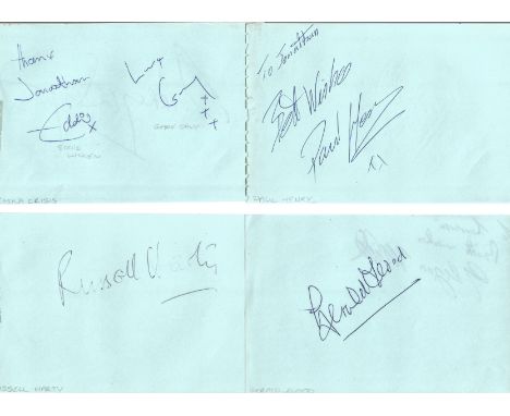 Autograph book with 31 signatures. Some dedicated. Includes Gerald Flood, Flynn Mills, Hilary Tindall, Henry Kelly, China Cri