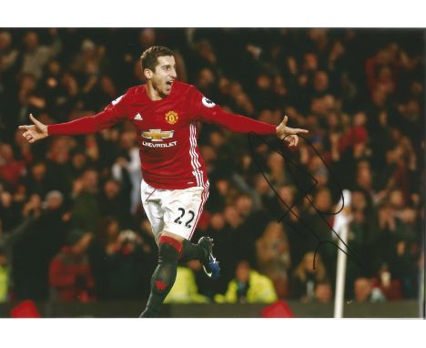 Henrikh Mkhitaryan 12x8 signed colour photo pictured playing for Manchester United. Henrikh Mkhitaryan (born 21 January 1989)