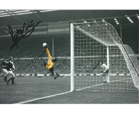 Football Peter Shilton 12x8 signed colour enhanced photo in action for England against Scotland. Peter Leslie Shilton OBE (bo