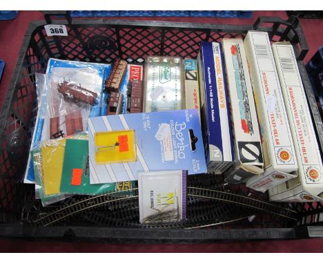 Twelve 'N' Gauge Items of Rolling Stock, Car Transporters, Box Vans, Wagons etc, boxed/unboxed by Bachmann, Dapol, Arnold, Li