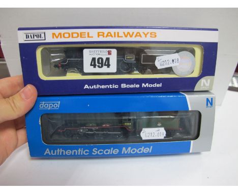 Two Dapol 'N' Gauge Cased Steam 4-6-0 Steam Locomotives, Ref No. ND-120B Class B1, BR black R/No. 61097. Plus Ref No. 25-020-