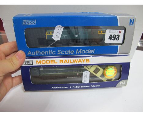 Two Dapol 'N' Gauge Cased Diesel Locomotives, Ref No. ND118B Class 121, BR green R/No. 55021. Plus Ref No. 2D-013-15 Class 27