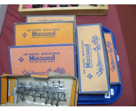 A Quantity of Roco 'HO' Scale Model Miniatures Minitanks, in retailer cardboard and in blister packs, six boxes, not all comp