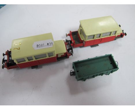 Two Jouef 'HO' Gauge S.N.C.F Rail Bus, R/No. 471, one with trailer, unboxed/fair.