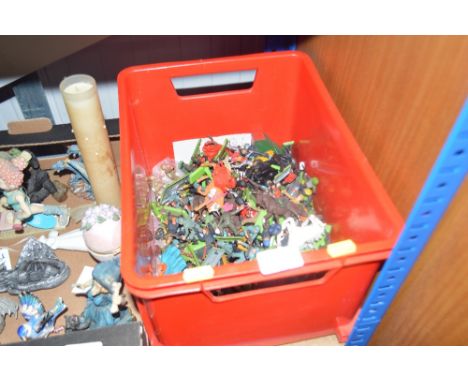 A box of various model soldiers etc