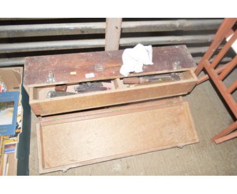 A Carpenters tool box; and contents