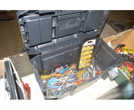 A Stanley tool box and contents