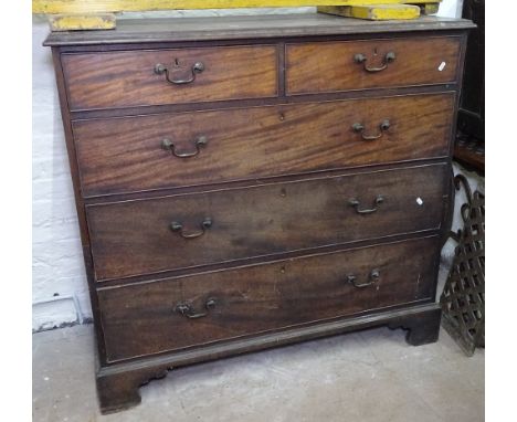 A Georgian mahogany 5-drawer chest, on bracket feet, W118cm 