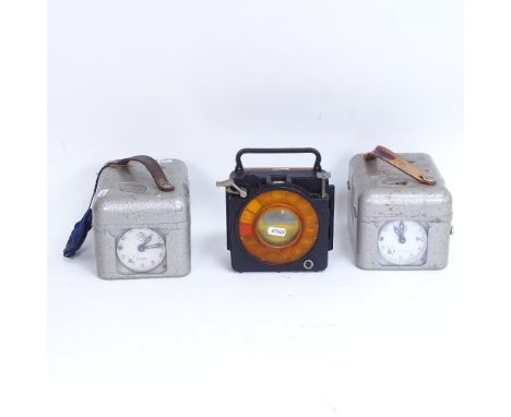 A Junior Quartz Computer Timing Clock, and Vintage STB pigeon racing clocks, case length 20cm (3) 