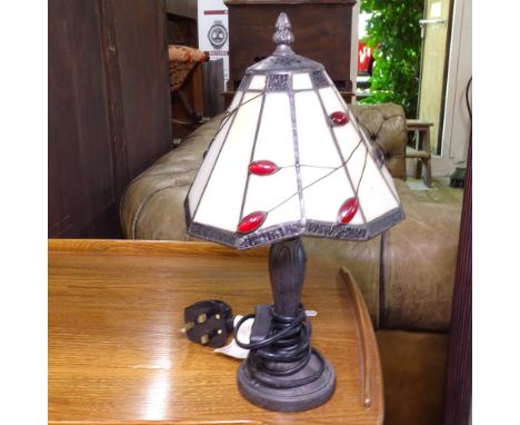A Tiffany style uplighter with leadlight shade, and a small Tiffany style table lamp with leadlight shade (2) 
