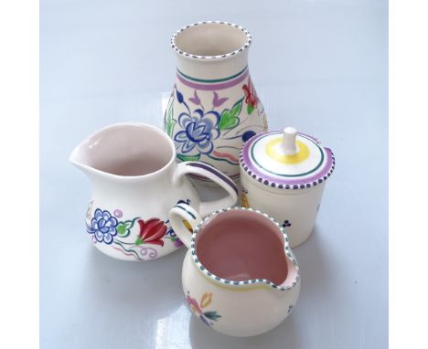 A Pool Pottery vase, 16cm, and other Poole ware, including jugs and jam pots 