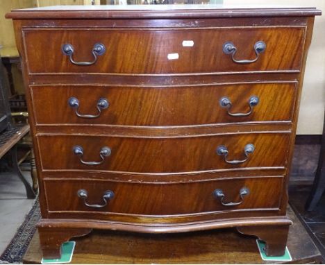 A reproduction mahogany bow-front 4-drawer chest, on bracket feet, W73cm 