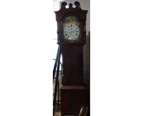 An 18th century 30-hour longcase clock, having an arch-top painted dial with 2 further subsidiary dials, marked J A Briscall,