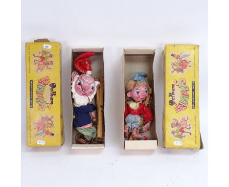 2 Vintage boxed Pelham Puppets, including Enid Blyton characters (2) 