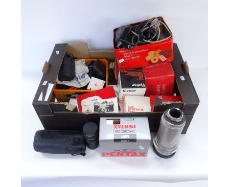 Various Vintage cameras and equipment, including Pentax, Nikon, Canon etc 
