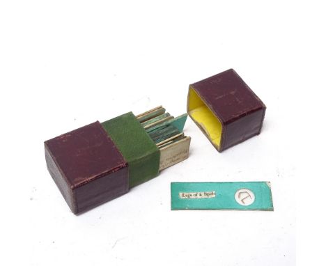 A Victorian set of Andrew Pritchard leather-cased small microscope slides, some with original handwritten paper covers 