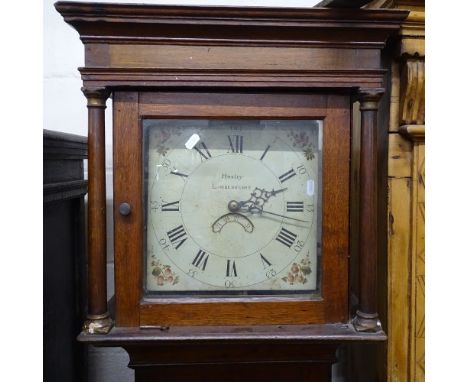 An 18th century 30-hour longcase clock, with square painted dial and one subsidiary dial, marked Huxley of Lamberhurst, oak-c