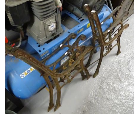 2 pairs of wrought-iron bench ends 