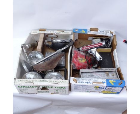 Various motoring items, including Sun Inductive Timing light, Tachometer Vintage headlights, radio etc 