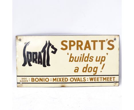A reproduction Spratt's Dog Food enamel advertising sign, length 31cm 