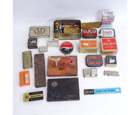 A collection of various Vintage boxes and tins, including Dunlop and biscuits 