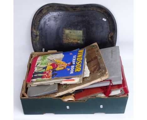 A large quantity of various scrapbooks, autograph books and ephemera, including large textile page scrapbook, autograph book 