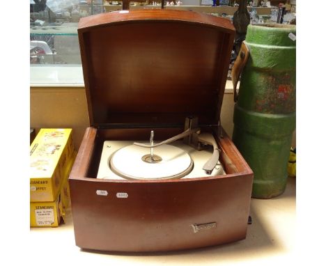 A Vintage Pye Black Box table-top record player, with Monarch turntable, case width 43cm, working order 