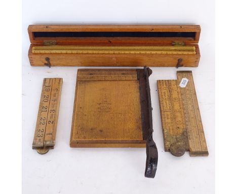 Various Vintage rules, including military issue J Halden &amp; Co Ltd Set Number 1, Mavitta, folding rules etc 