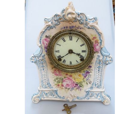A Royal Bonn mantel clock "La Mosella", height 32.5cm 