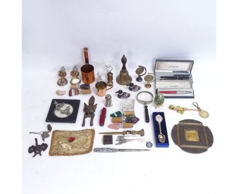 Various interesting collectables, including Parker pens, bosun's whistle, Swiss Army knife etc 