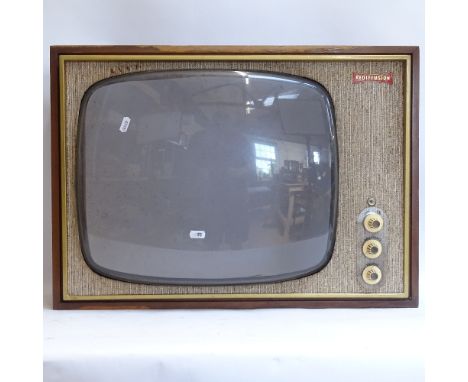 A Rediffusion Vintage TV cabinet shell with dials, length 62cm 