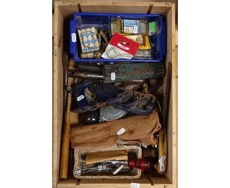 Various Vintage tools, including drill bits, Record woodworking planes etc 