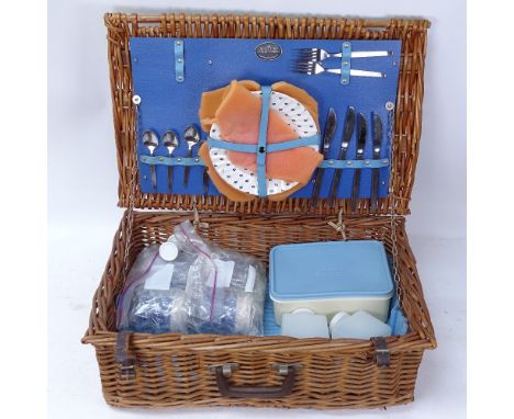 A Brexton Collection Vintage wicker picnic hamper and contents 