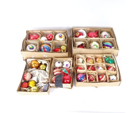 A collection of various Vintage Christmas decorations and baubles 