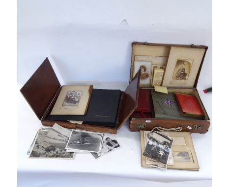 Various Vintage and Victorian family photographs, and some topographical postcards 