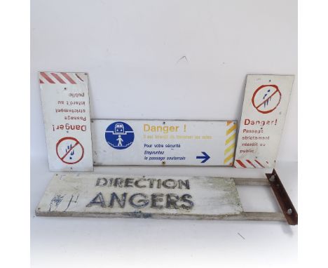 4 Vintage French road signs, largest length 87cm (4) 