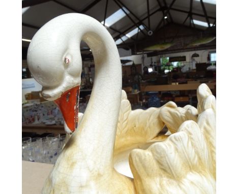 A ceramic swan design vase, height 34cm 