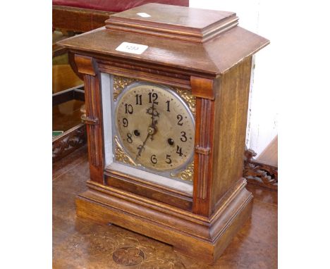An Edwardian walnut-cased 2-train bracket clock, 24cm 