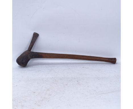 An African tribal carved hardwood short axe/hatchet, length 56cm 
