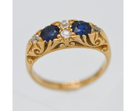 An antique 18ct sapphire and diamond ring, size I