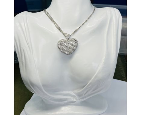 A Chopard style diamond heart pendant necklace set with approx. 5.28ct of diamond, circa 2007, set in 18ct white gold togethe