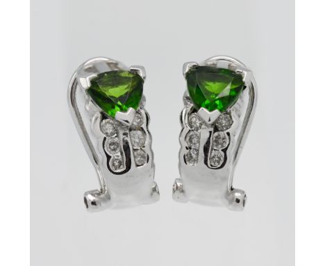 Iliana- a pair of 18k white gold chrome diopside and diamond earrings, with receipt.