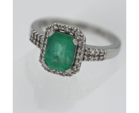 Iliana- a platinum Columbian emerald and diamond ring, approx. 2.15ct, size P, approx. 6.9g, with receipt.