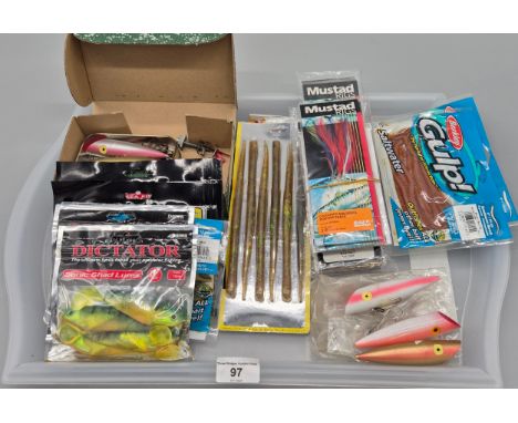 A Collection of new and used fishing lures and tackle; Shakespeare Sea Rigs, Mustard Rig Shrimp bait, Coloured Mackerel feath