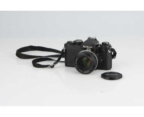 A Nikon FE 35mm SLR Camera,black, serial no. 3174079, body G-VG, shutter working, speeds sound correct when tested with batte