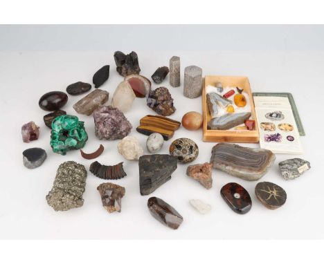 A Collection of Minerals, From the Tomkeieff Collection,including a polished Puddingstone paperweight, a good section of poli