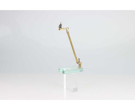 Victorian Brass Camera Lucida,English, c.1840, unsigned, constructed of lacquered brass with clamp, prism, and adjustable upr