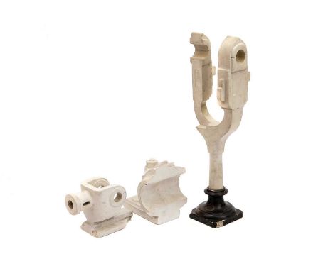 * Three Full Size Plaster Engineering Didactic Models,19th century, French, tall model of main bearing with split bush bearin