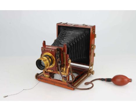 Half Plate Mahogany &amp; Brass Field Camera,English, c.1880, unsigned but similar to others by Haughton, stamped 'British ma